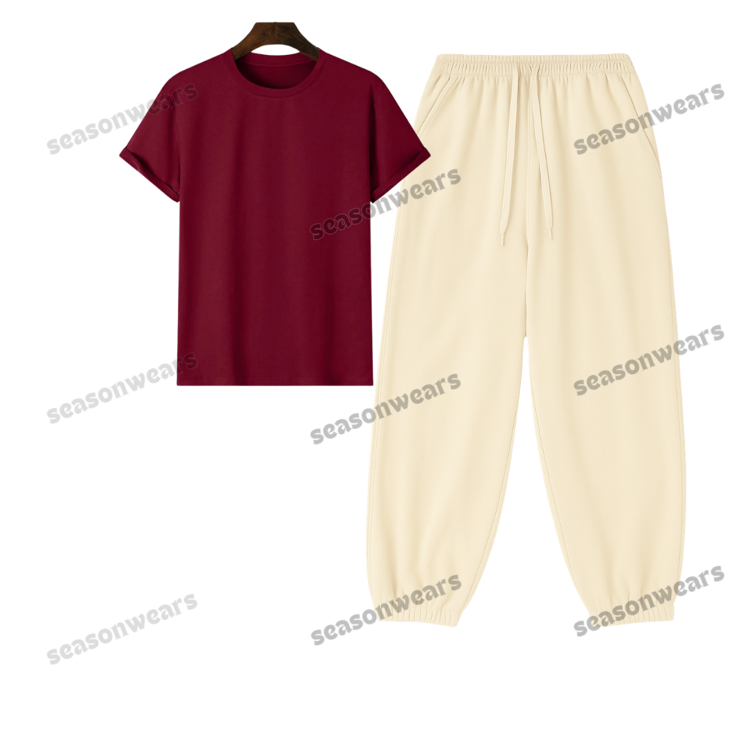 Regular Tee With Cream Sweatpant
