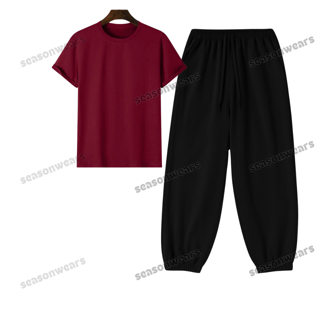 Regular Tee With Black Sweatpant