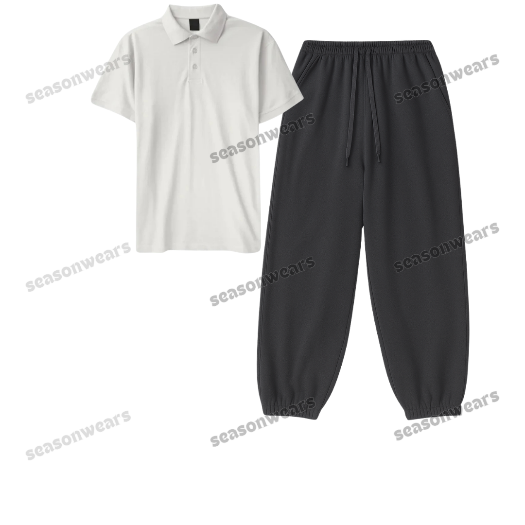 Polo With Charcoalgrey Sweatpant