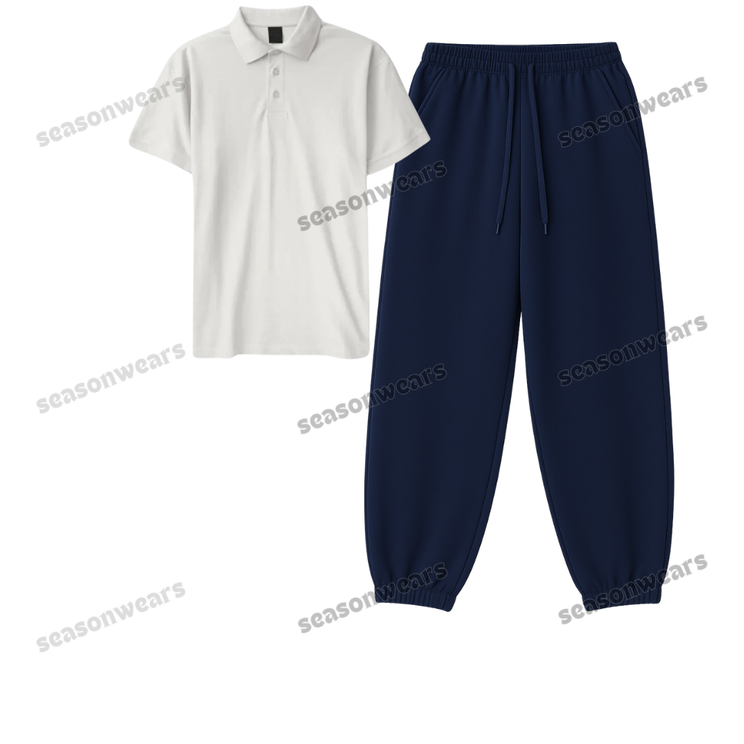 Polo With Navyblue Sweatpant