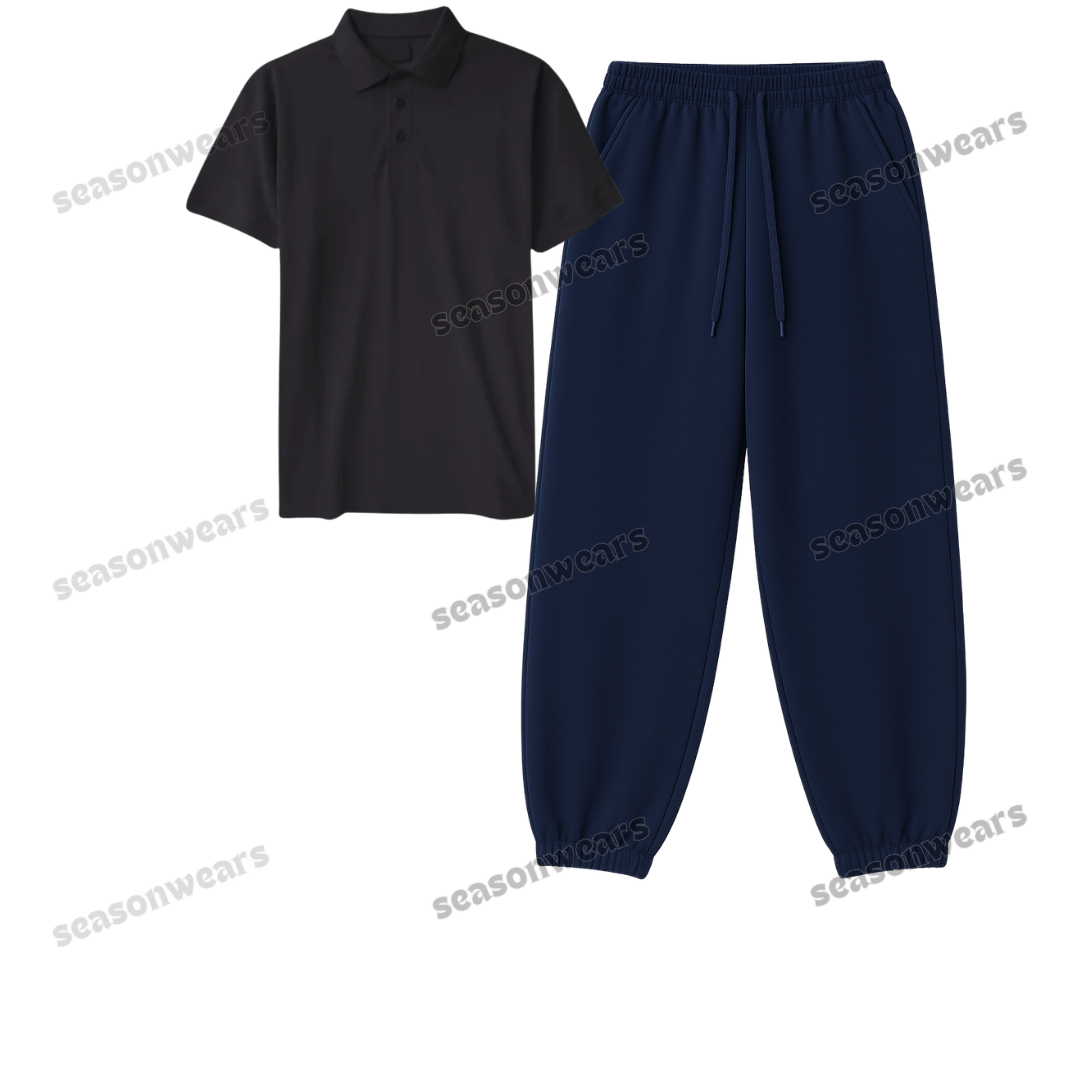 Polo With Navyblue Sweatpant