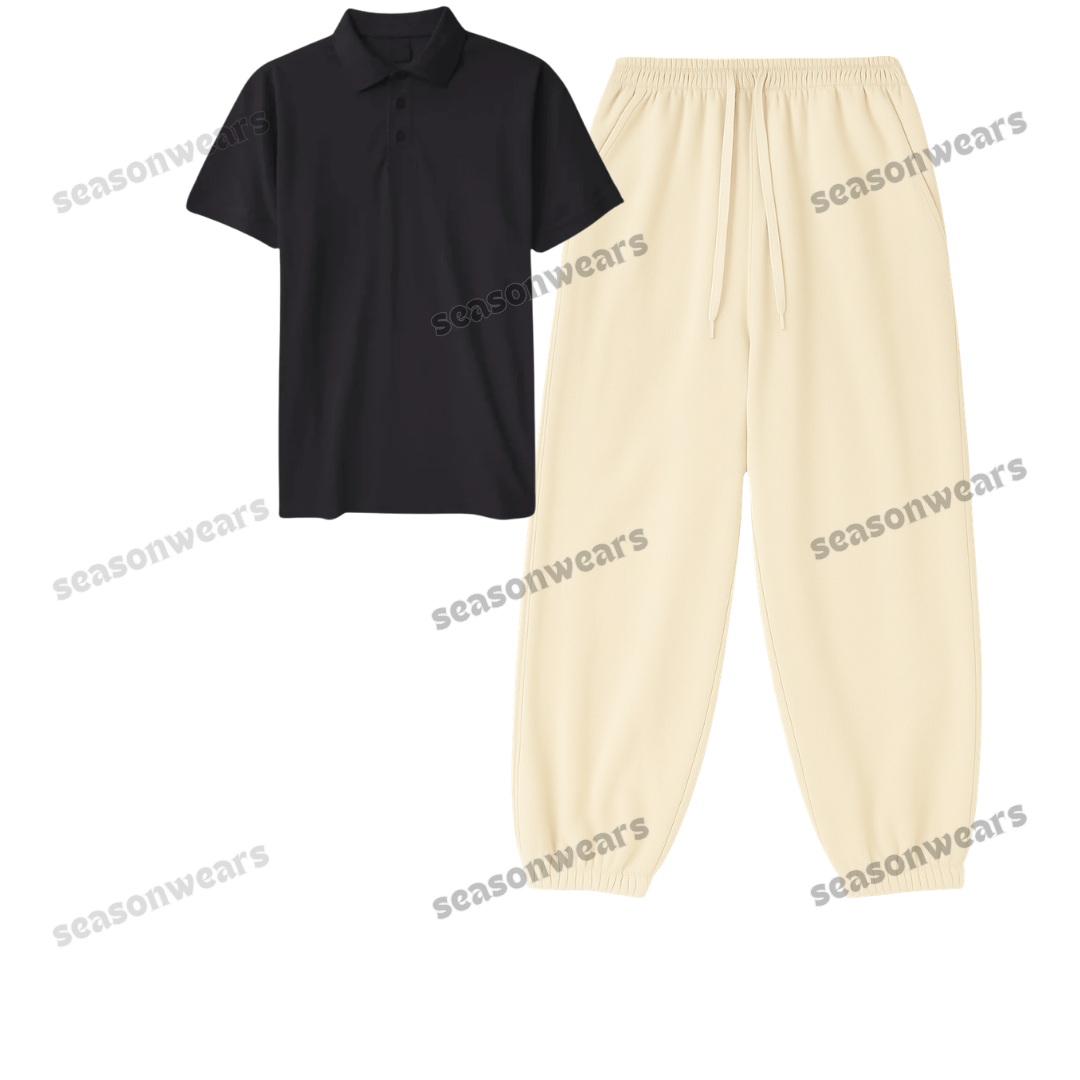 Polo With Cream Sweatpant