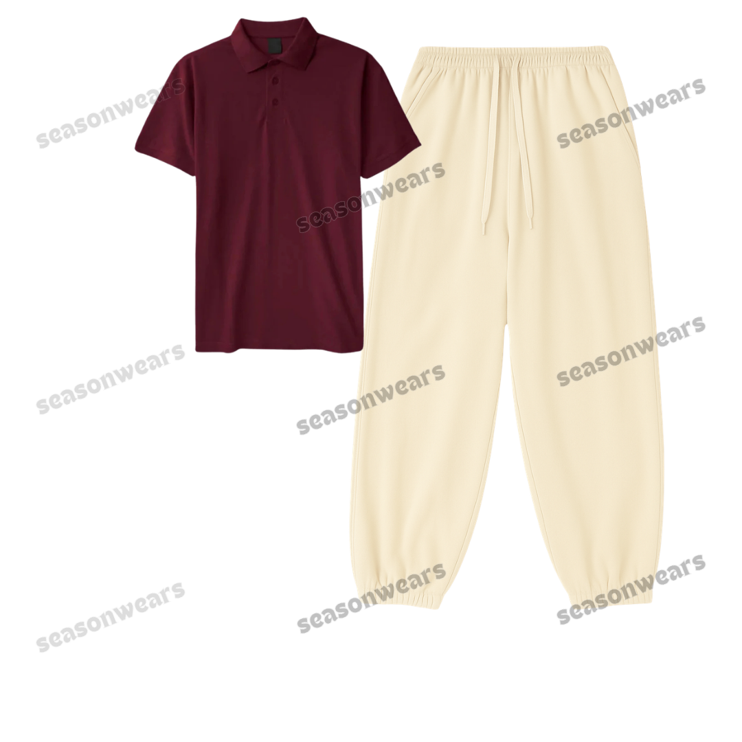 Polo With Cream Sweatpant