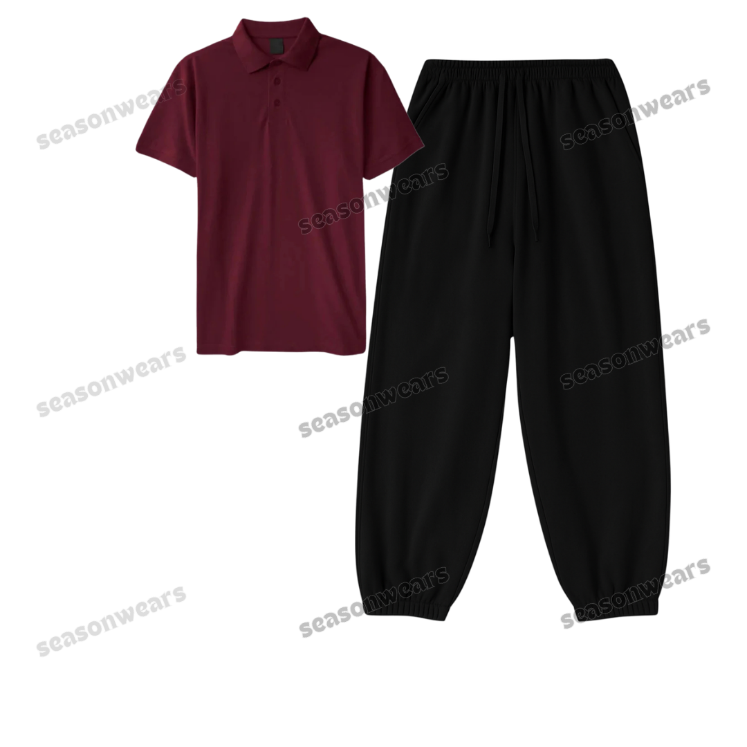 Polo With Black Sweatpant