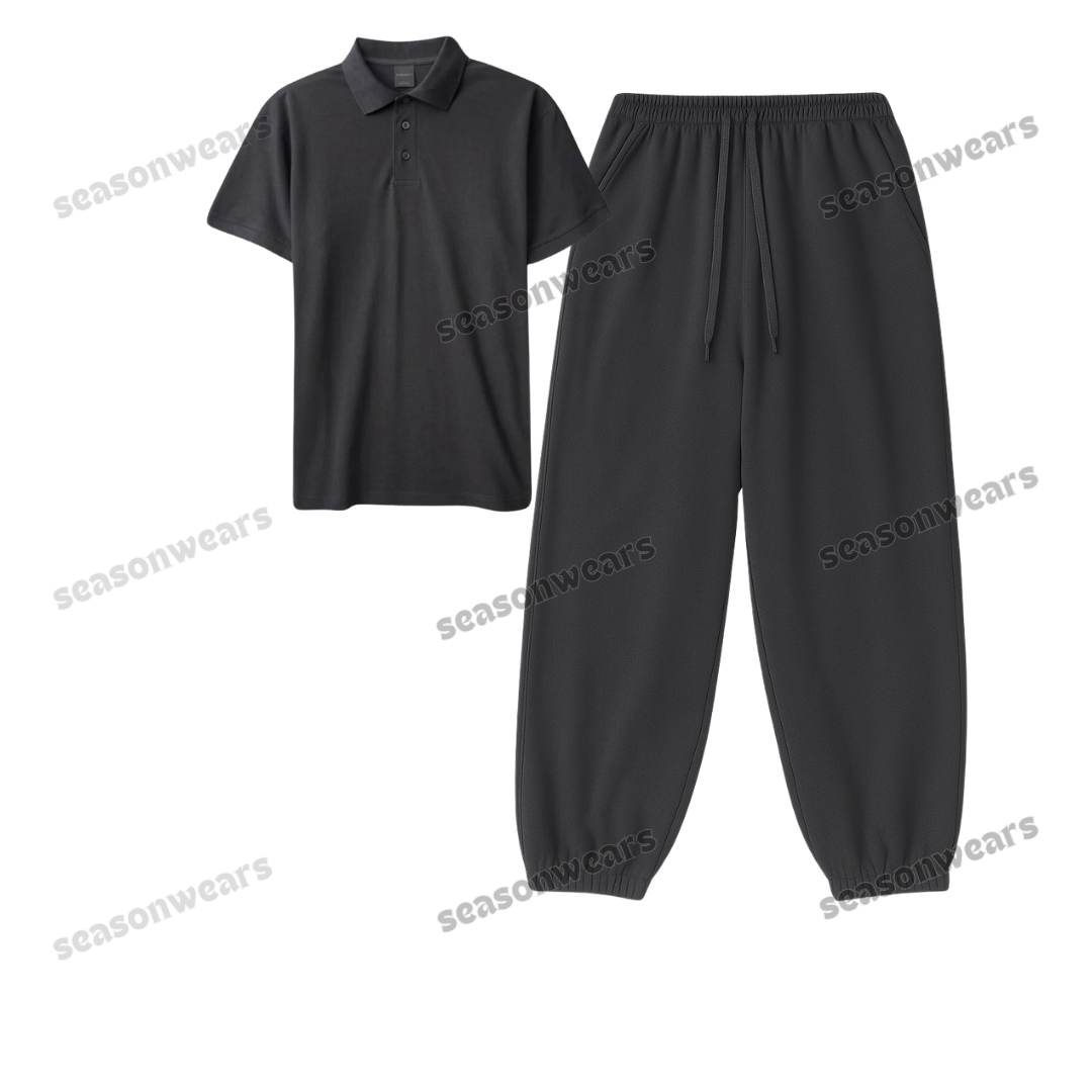 Polo With Charcoalgrey Sweatpant