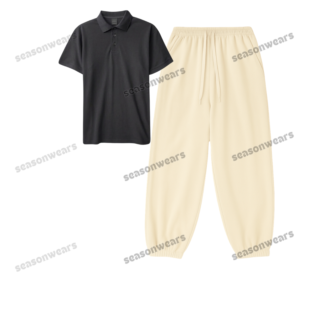 Polo With Cream Sweatpant