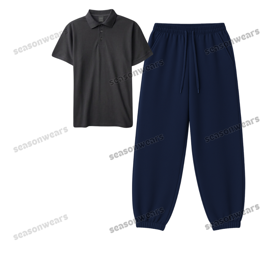 Polo With Navyblue Sweatpant