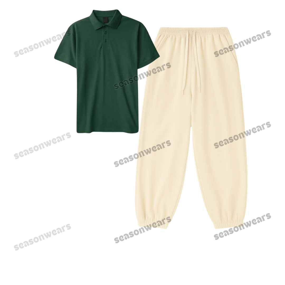 Polo With Cream Sweatpant