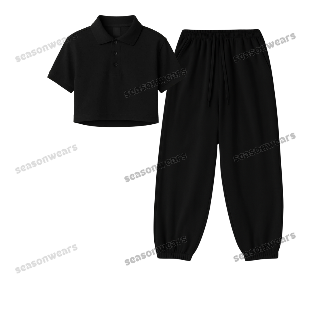 Crop Polo With Black Sweatpant