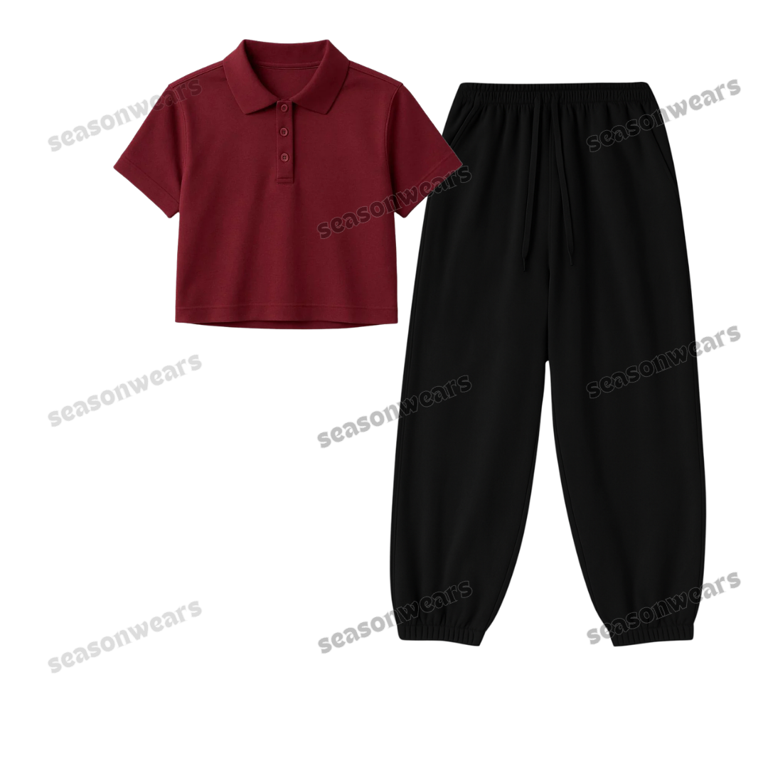 Crop Polo With Black Sweatpant