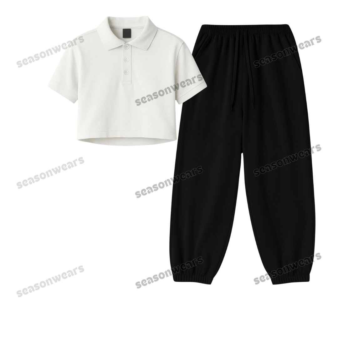 Crop Polo With Black Sweatpant