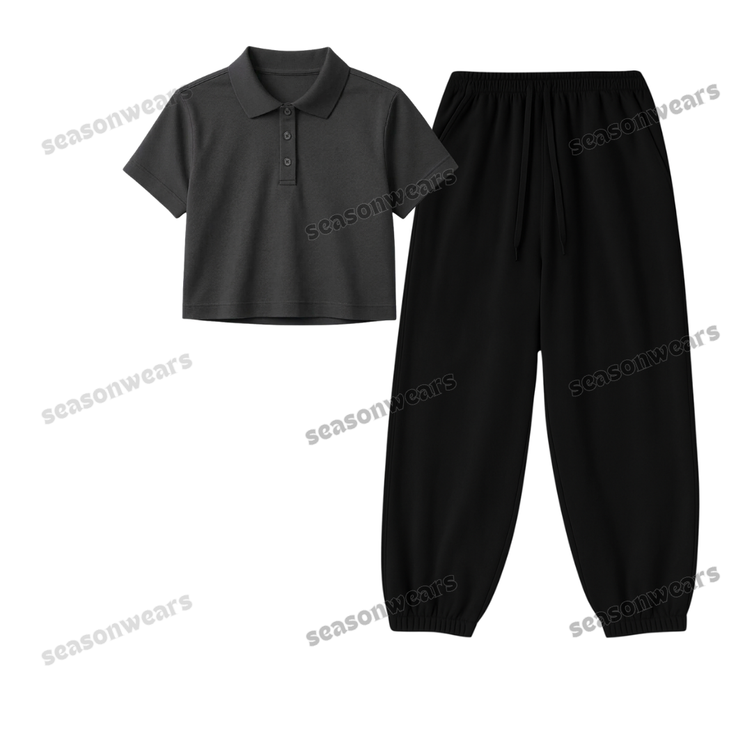Crop Polo With Black Sweatpant