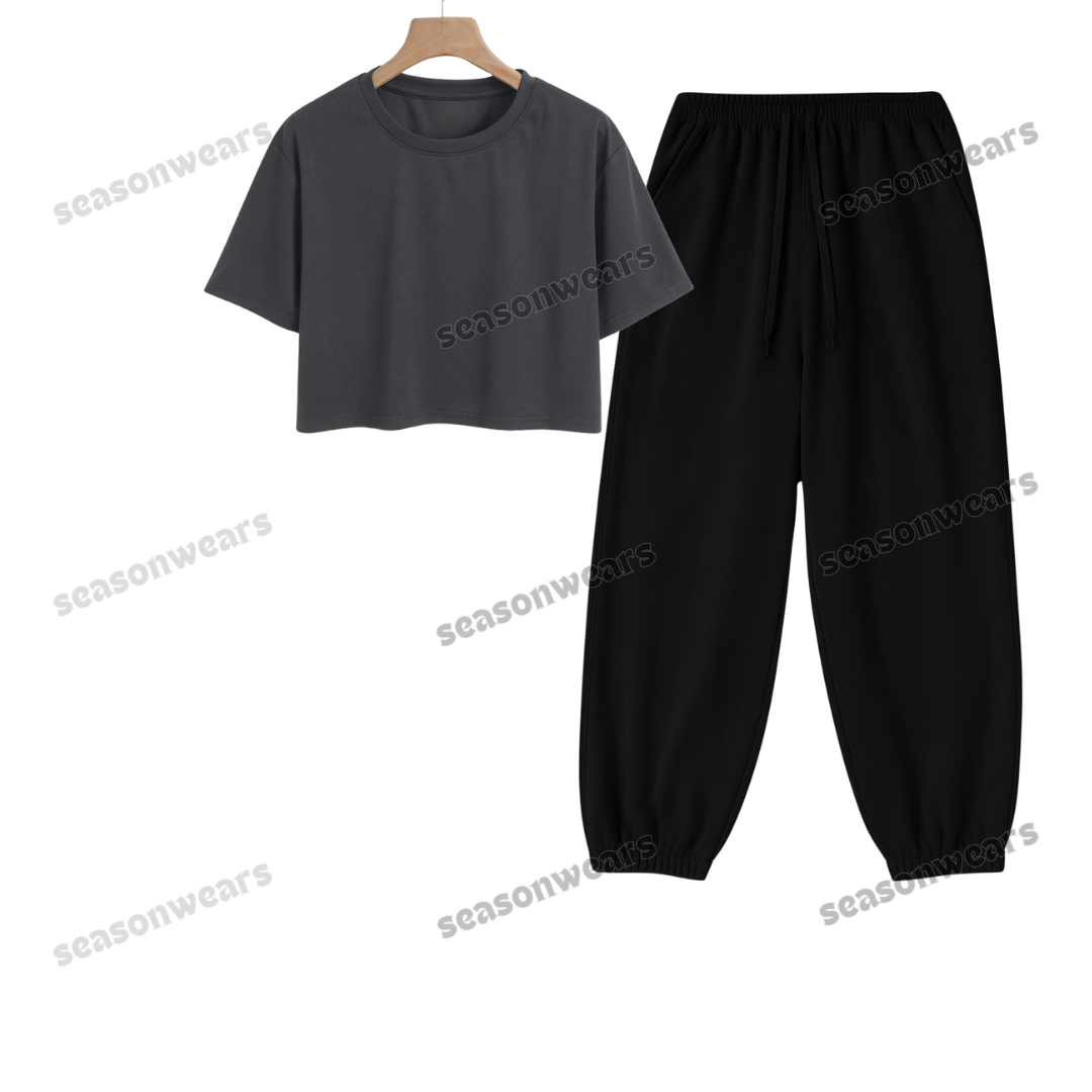 Crop Tee With Black Sweatpant