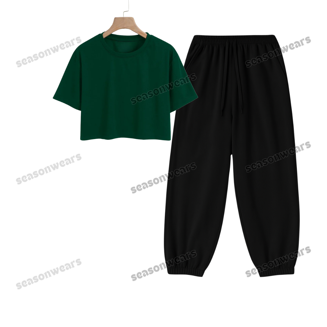 Crop Tee With Black Sweatpant