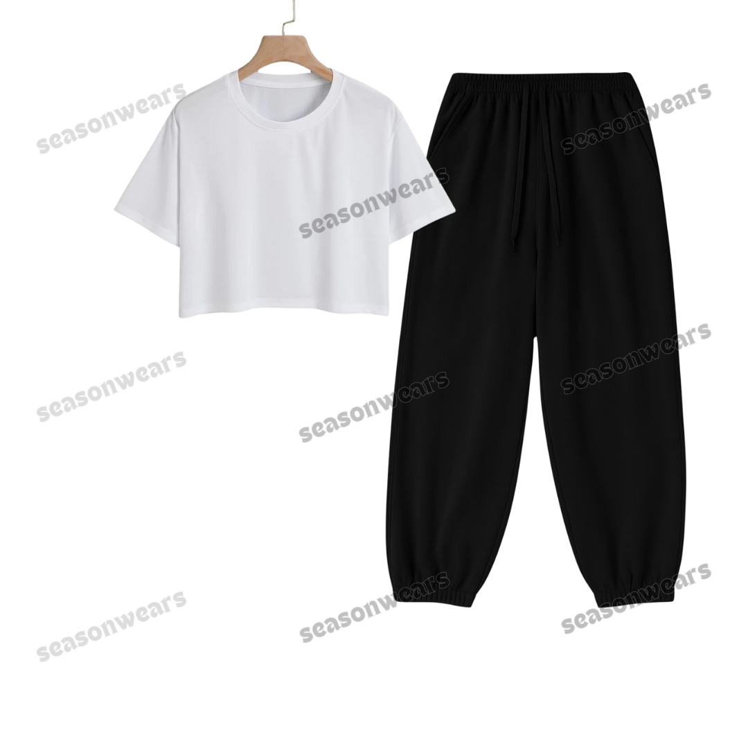 Crop Tee With Black Sweatpant