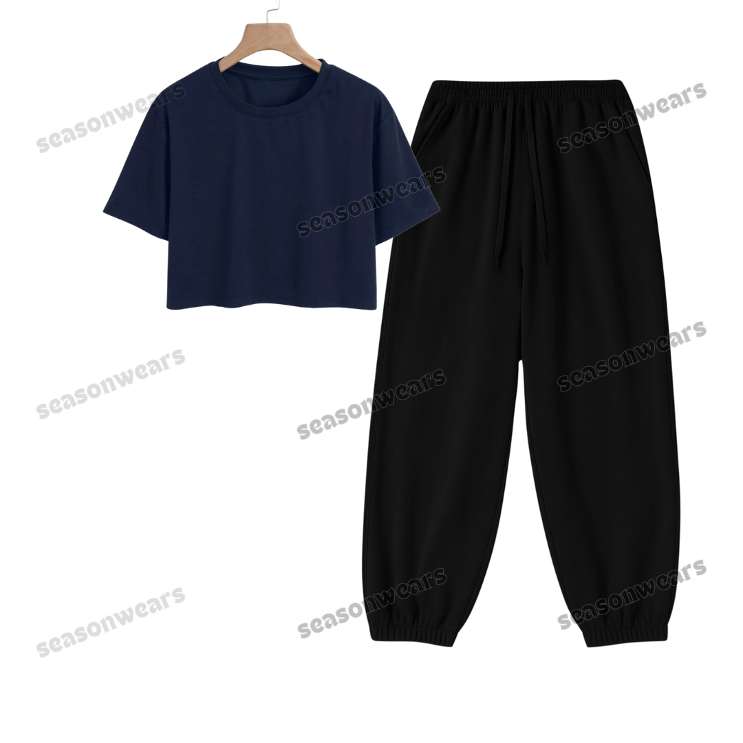 Crop Tee With Black Sweatpant