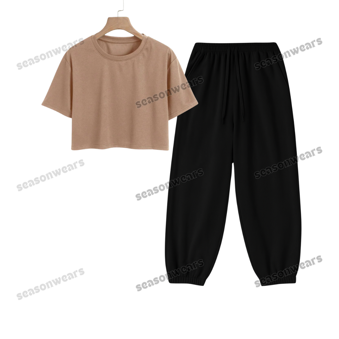 Crop Tee With Black Sweatpant
