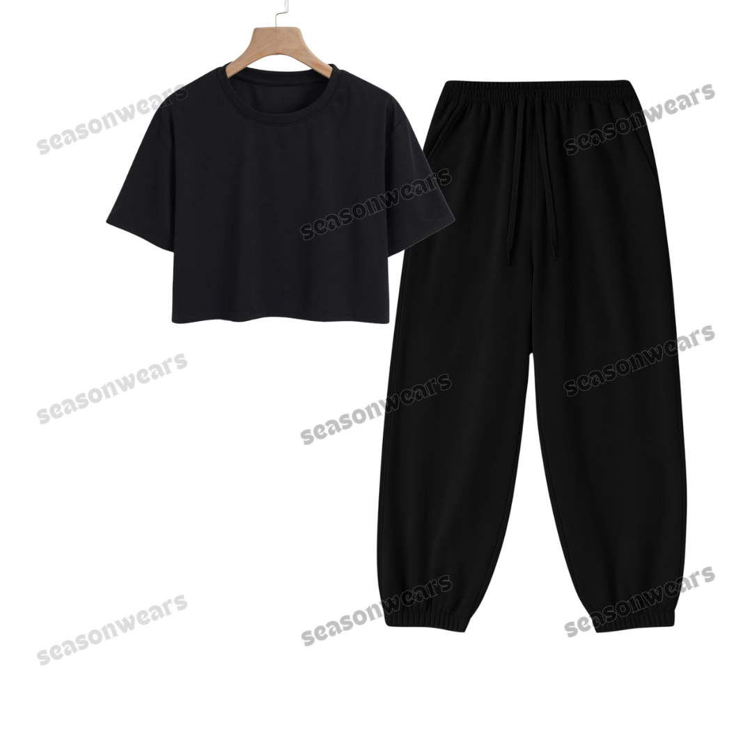 Crop Tee With Black Sweatpant