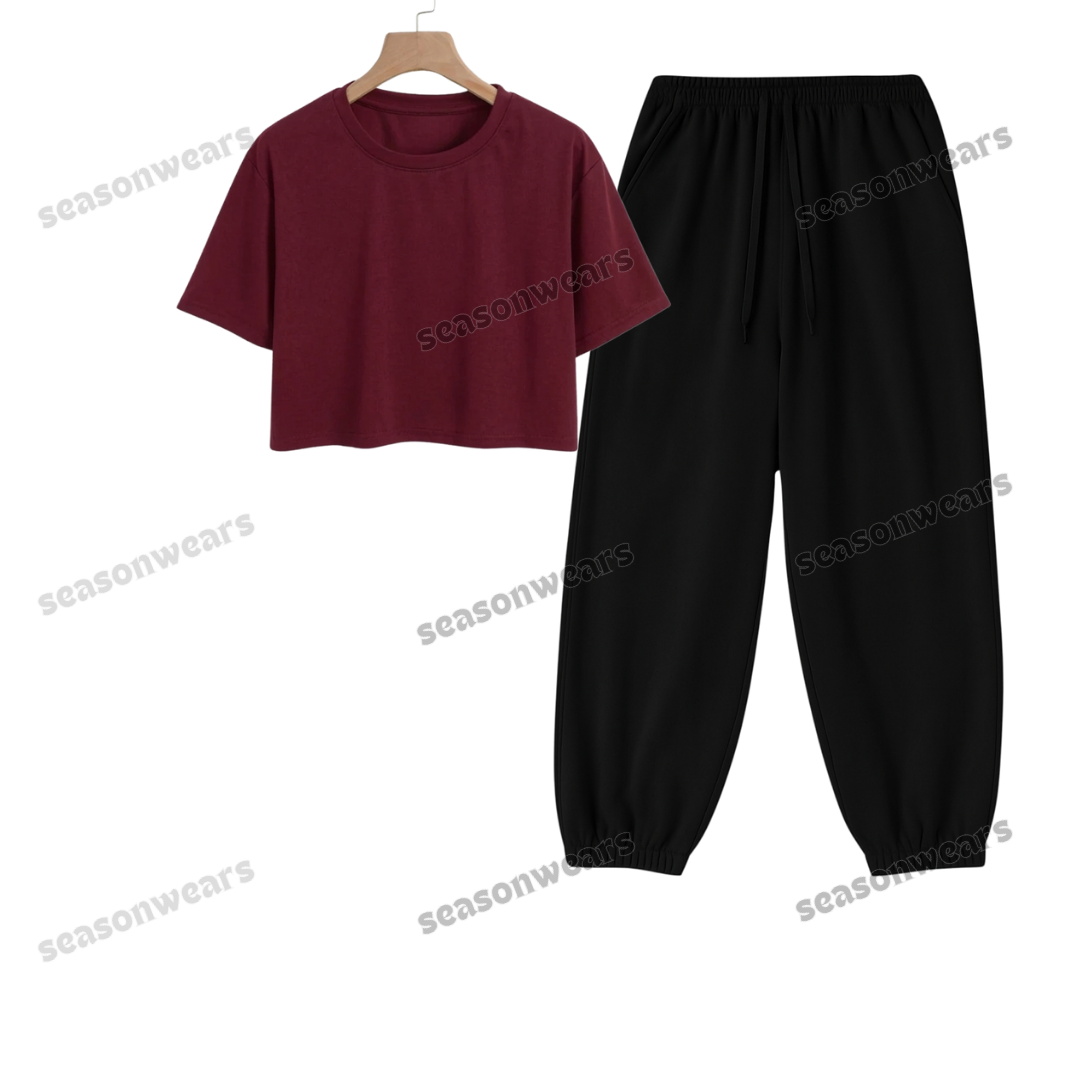 Crop Tee With Black Sweatpant