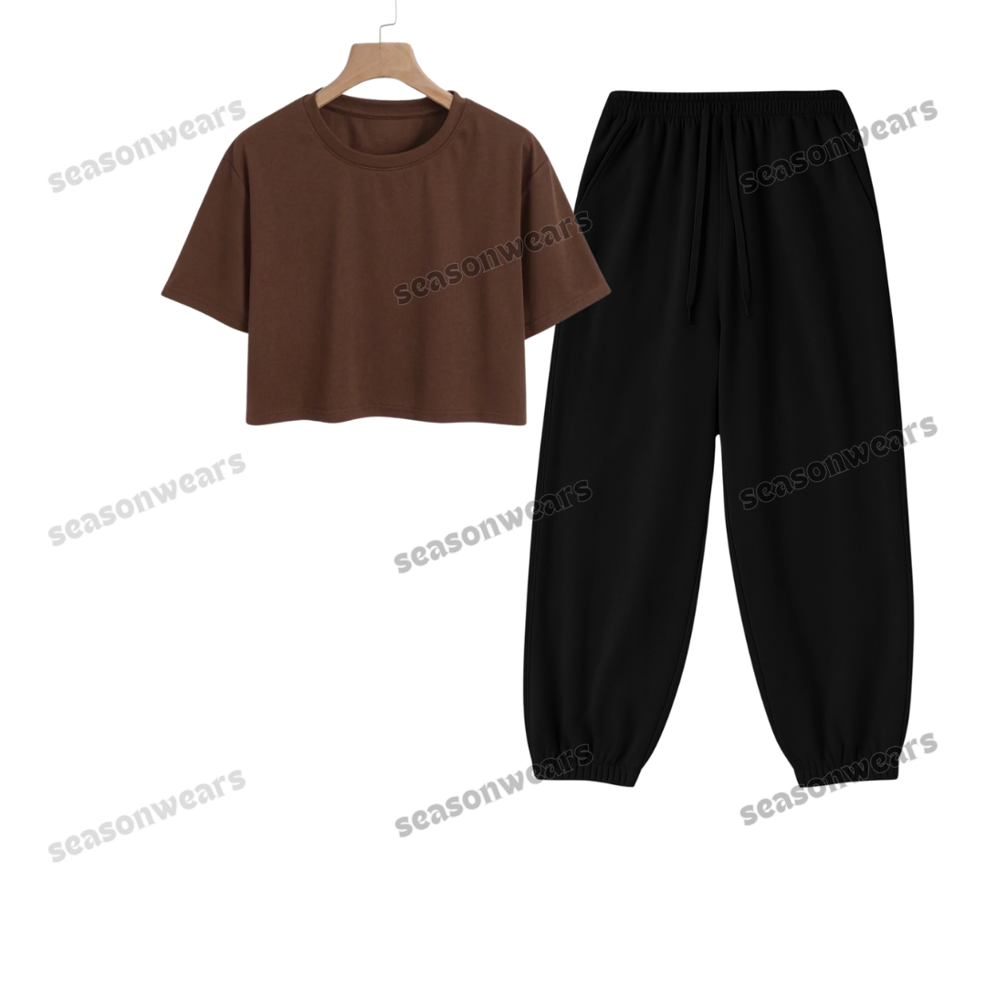 Crop Tee With Black Sweatpant