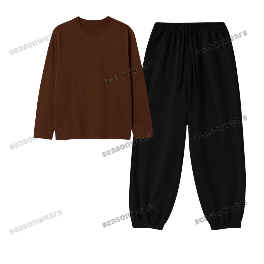 Full Sleeves Tee With Black Sweatpant