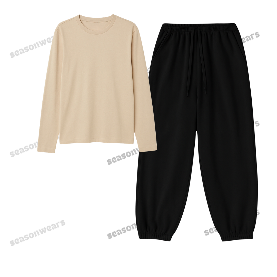 Full Sleeves Tee With Black Sweatpant
