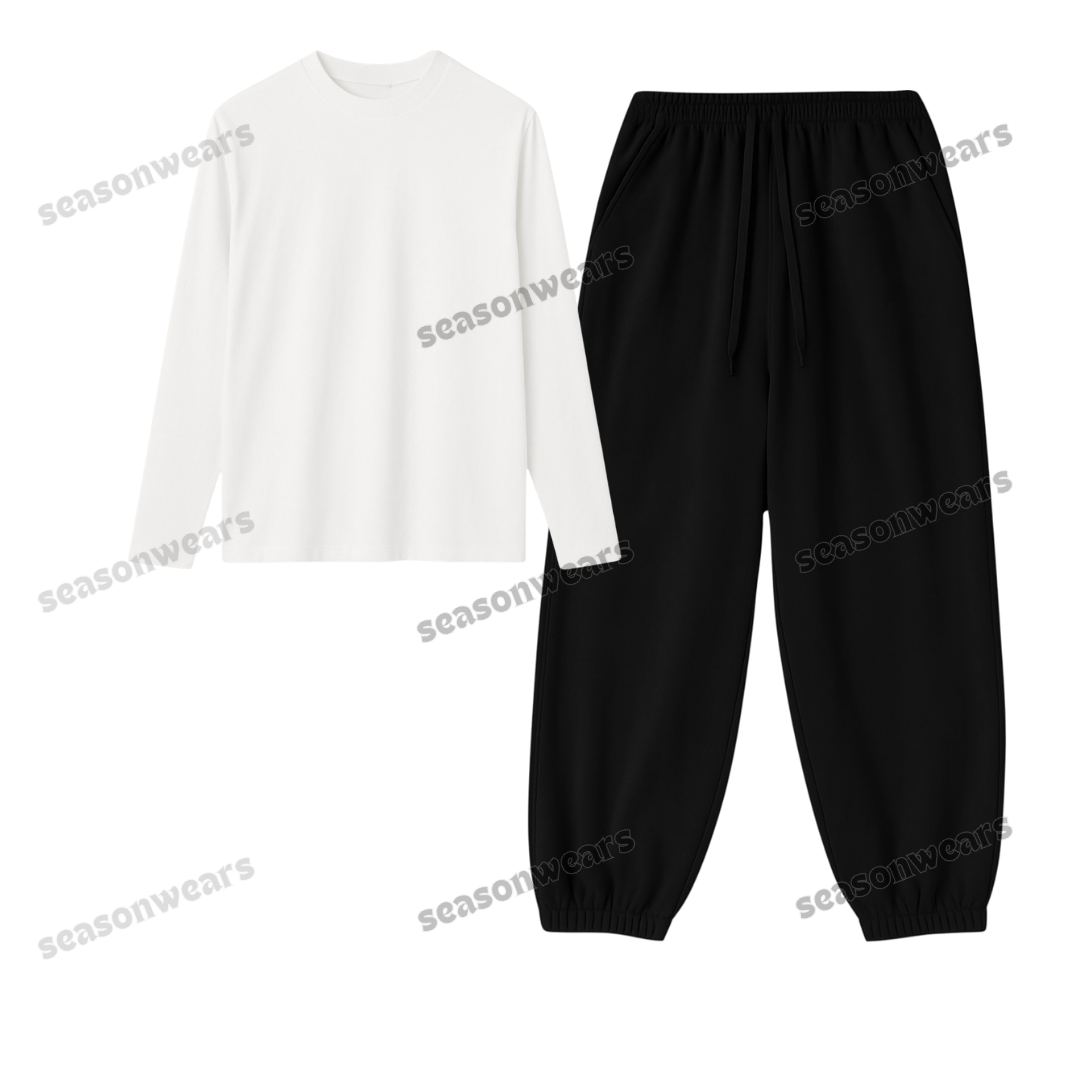 Full Sleeves Tee With Black Sweatpant