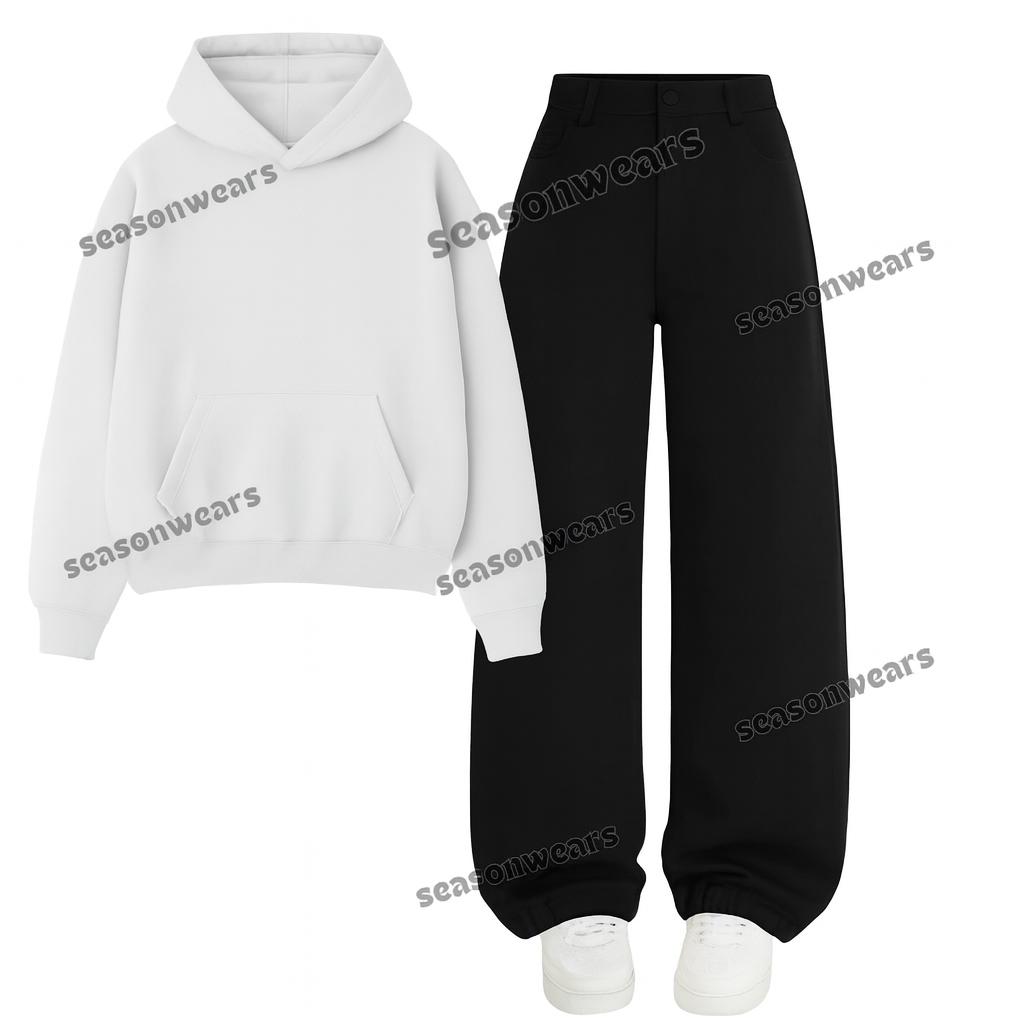 Black Wide Leg Jeans With Hoodie