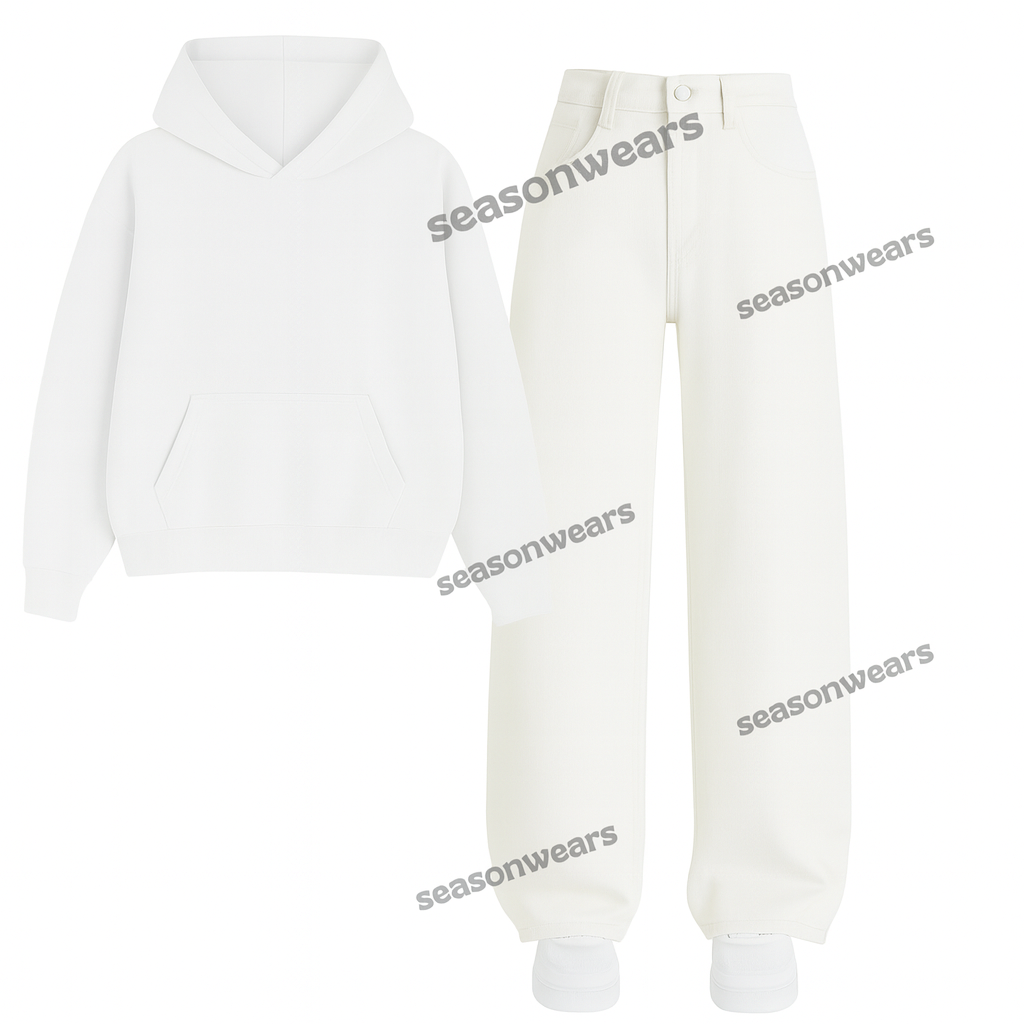 White Wide Leg Jeans With Hoodie
