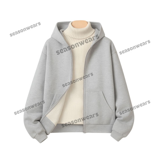 Light Grey Fleece Zipper With Highneck