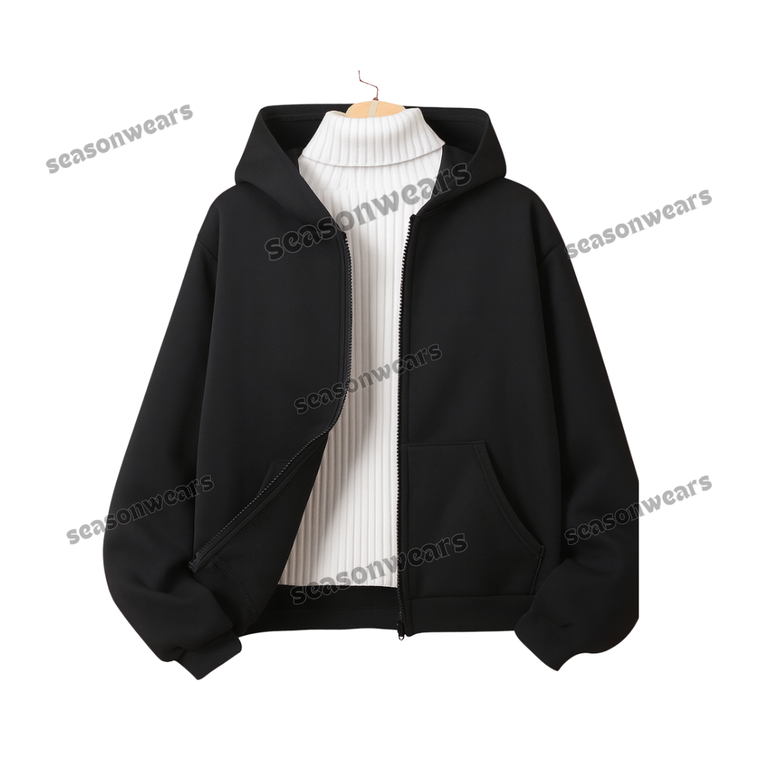 Black Fleece Zipper With Highneck