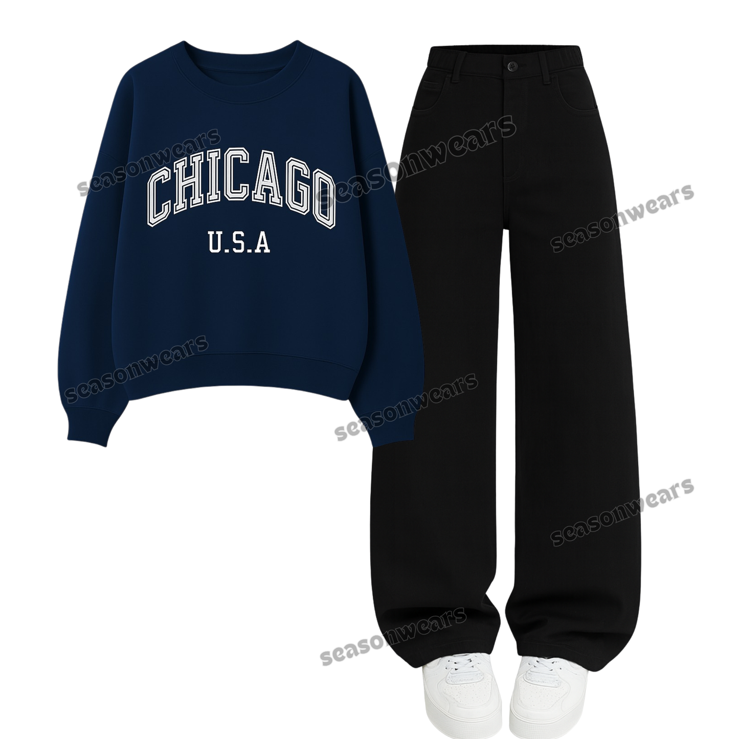 Baggy Jeans With Chicago Sweatshirt