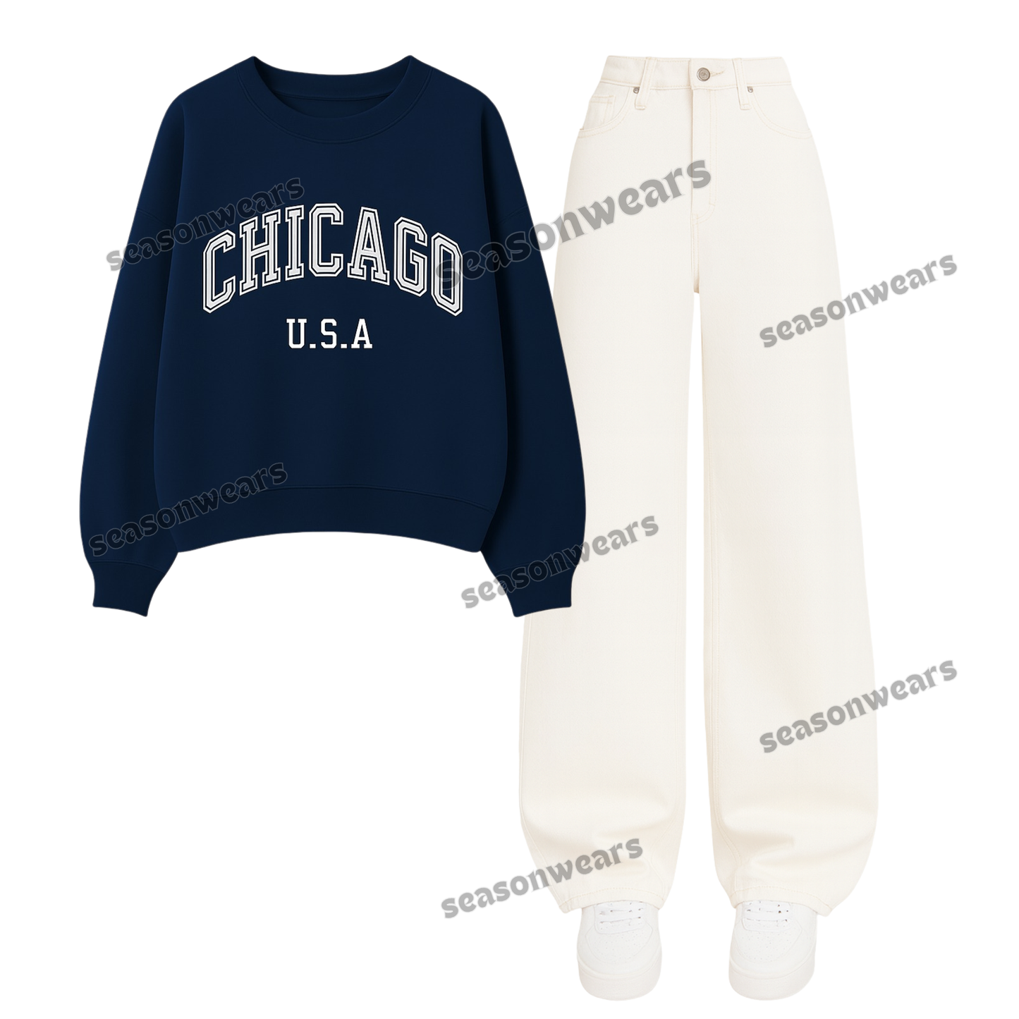 Baggy Jeans With Chicago Sweatshirt