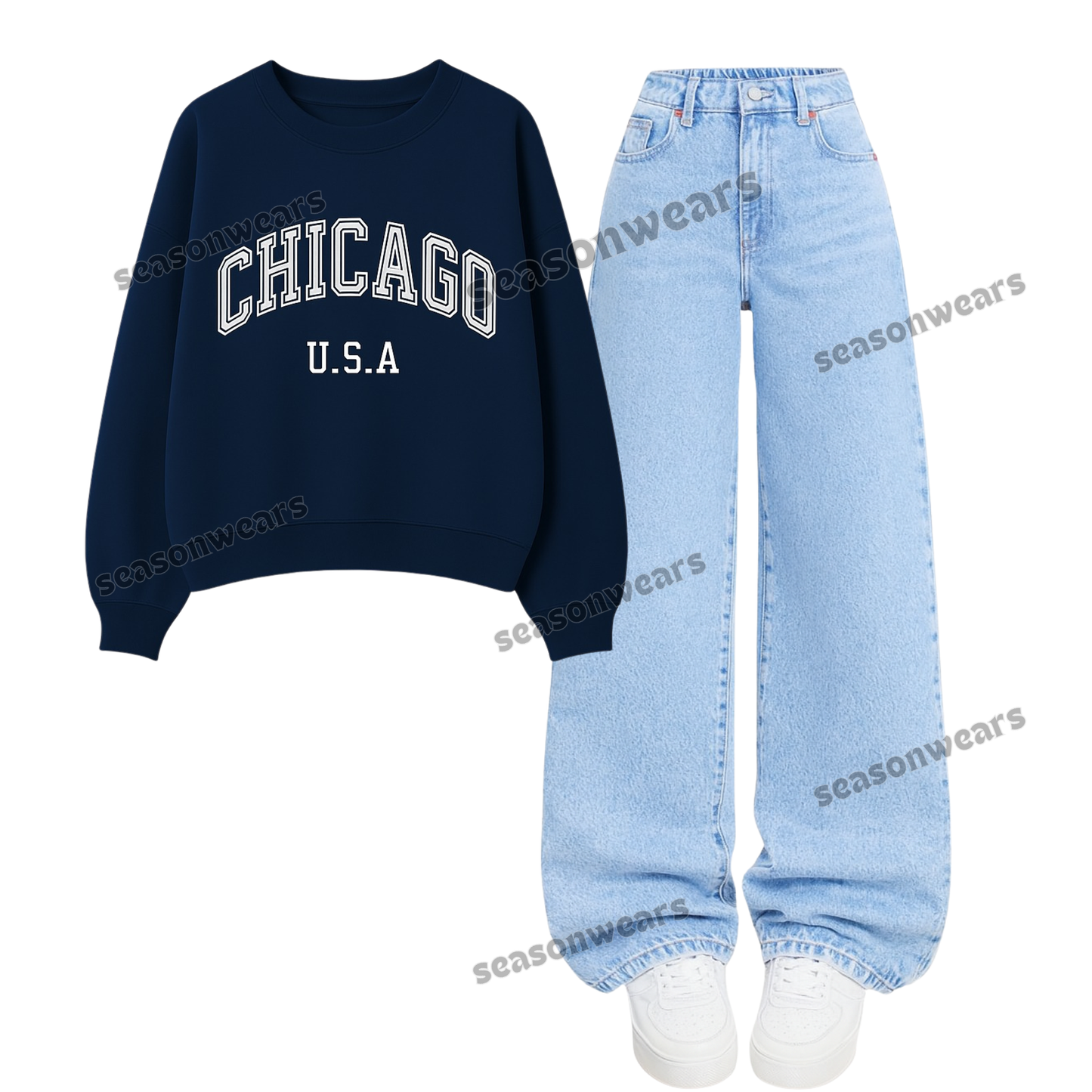 Baggy Jeans With Chicago Sweatshirt