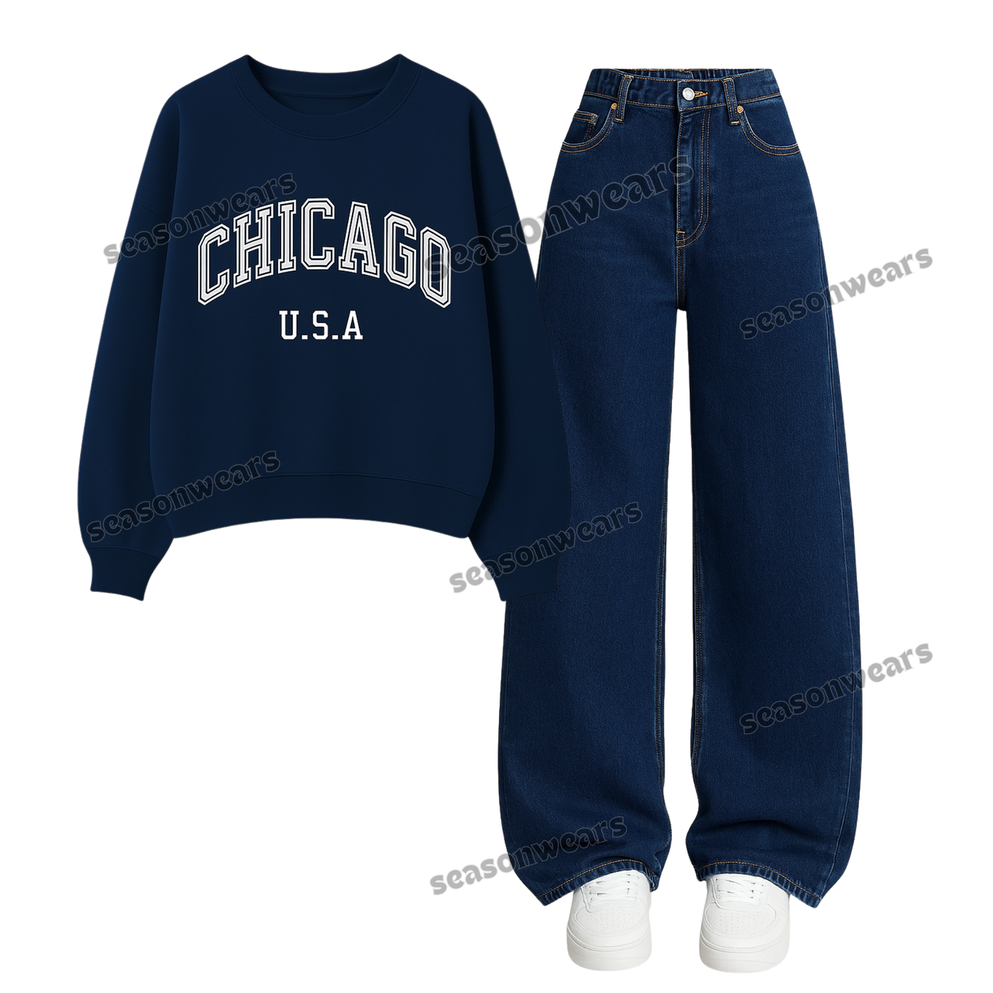 Baggy Jeans With Chicago Sweatshirt