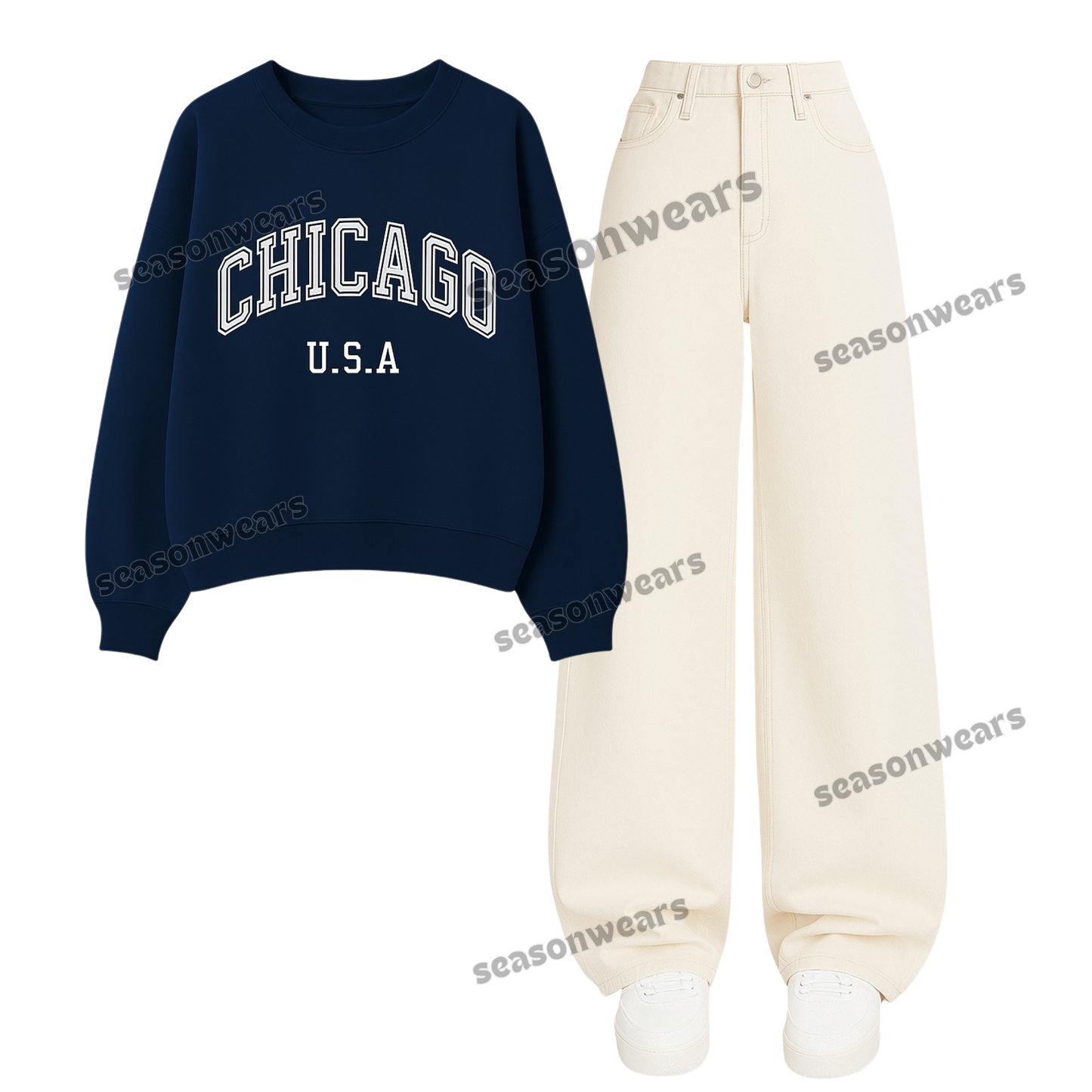Baggy Jeans With Chicago Sweatshirt