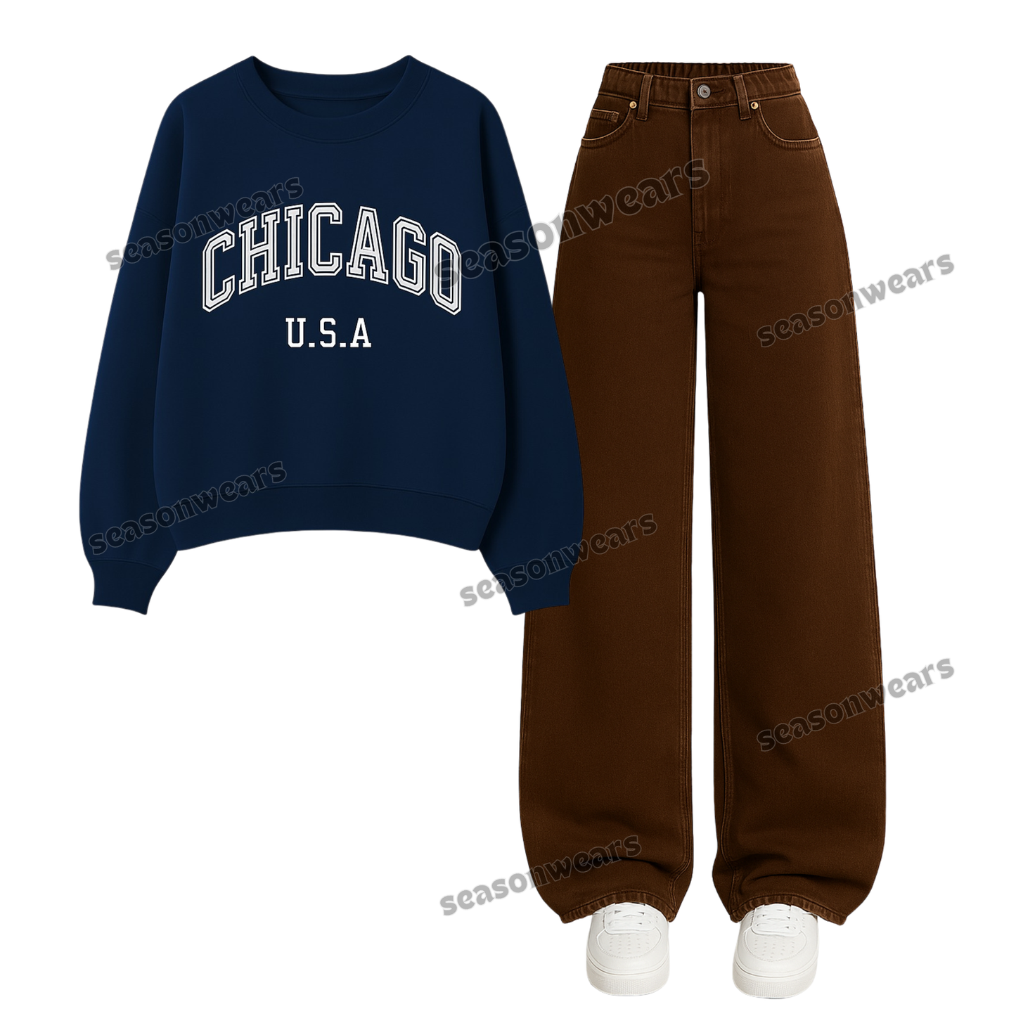 Baggy Jeans With Chicago Sweatshirt
