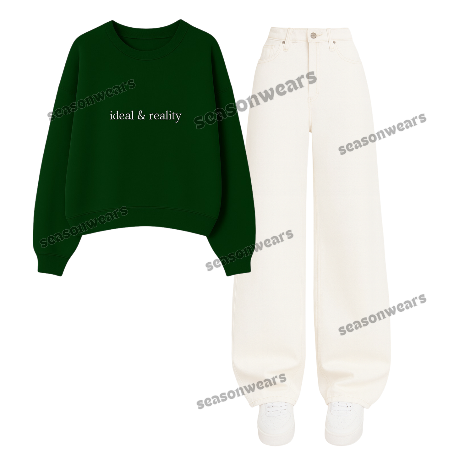 Baggy Jeans With Ideal And Reality Swaetshirt