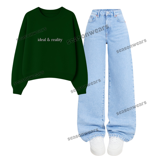 Baggy Jeans With Ideal And Reality Swaetshirt