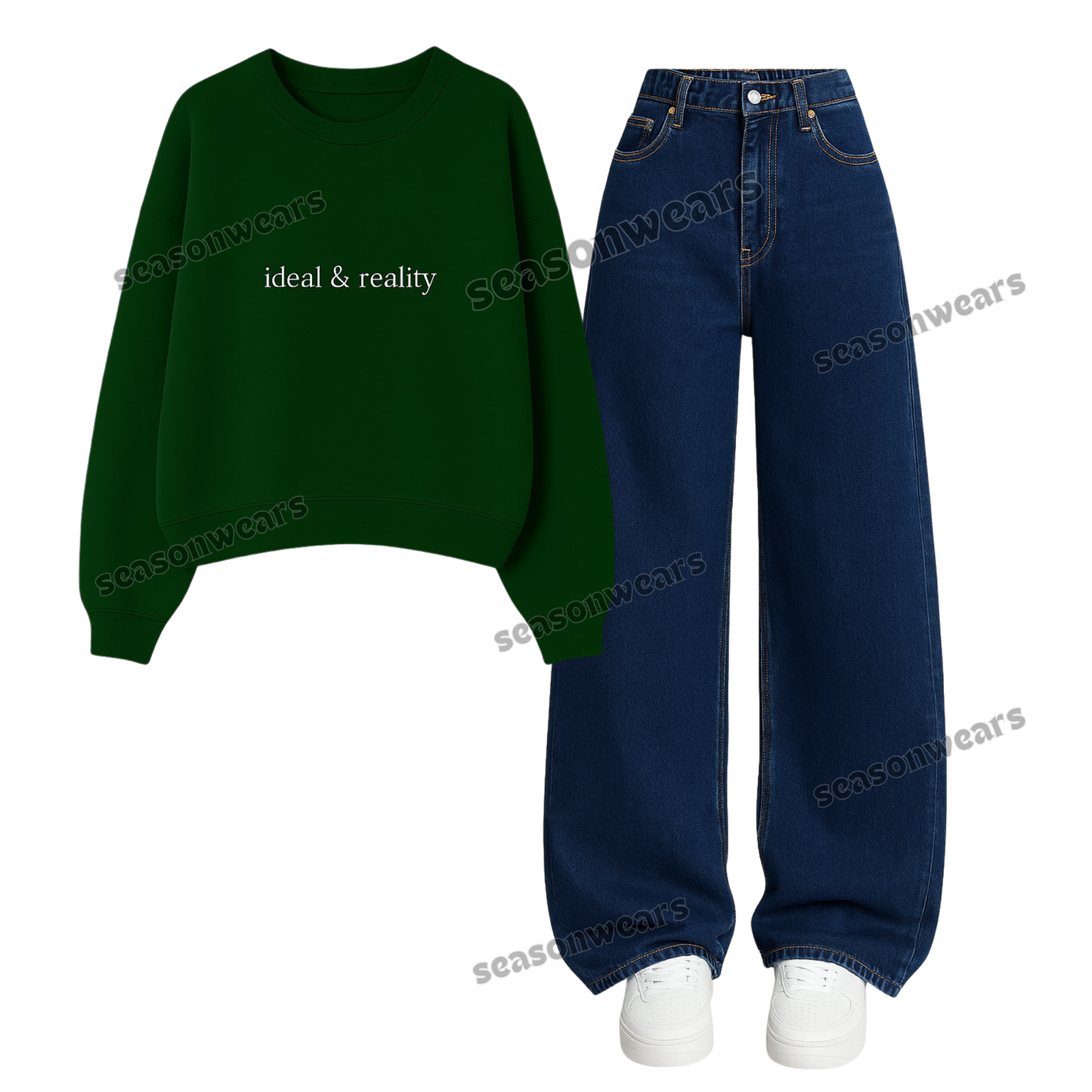 Baggy Jeans With Ideal And Reality Swaetshirt