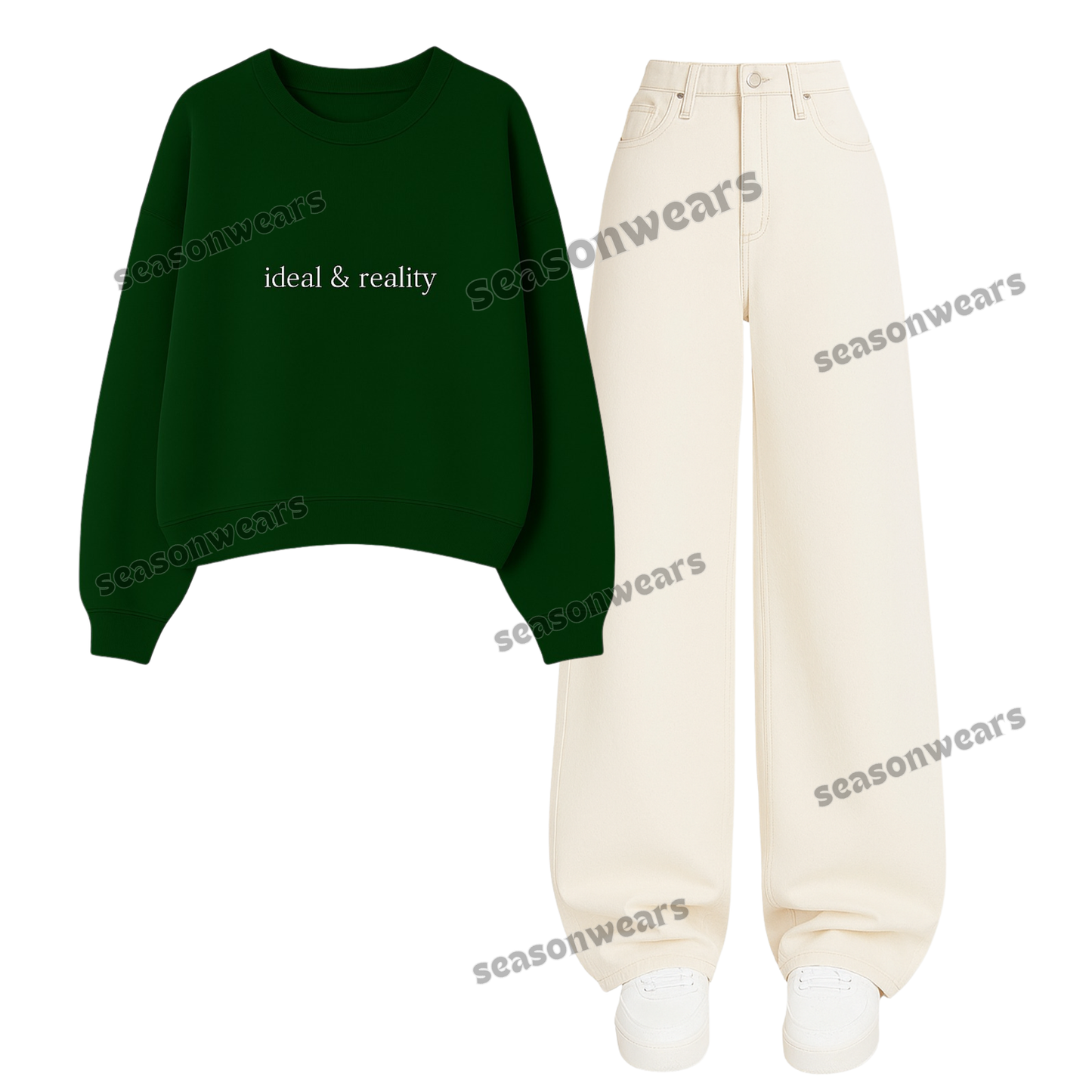 Baggy Jeans With Ideal And Reality Swaetshirt