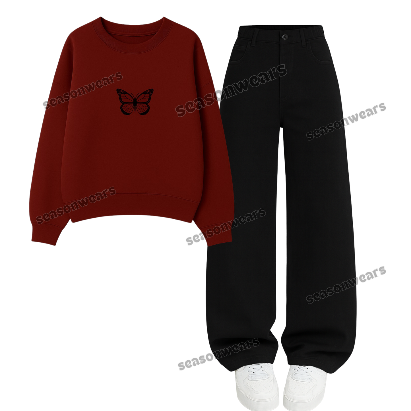 Baggy Jeans With Butterfly Sweatshirt