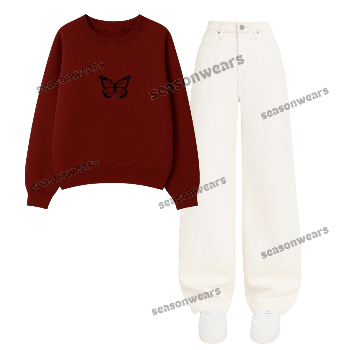 Baggy Jeans With Butterfly Sweatshirt