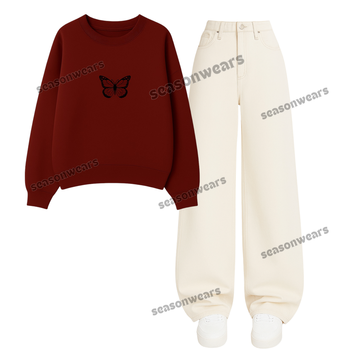 Baggy Jeans With Butterfly Sweatshirt
