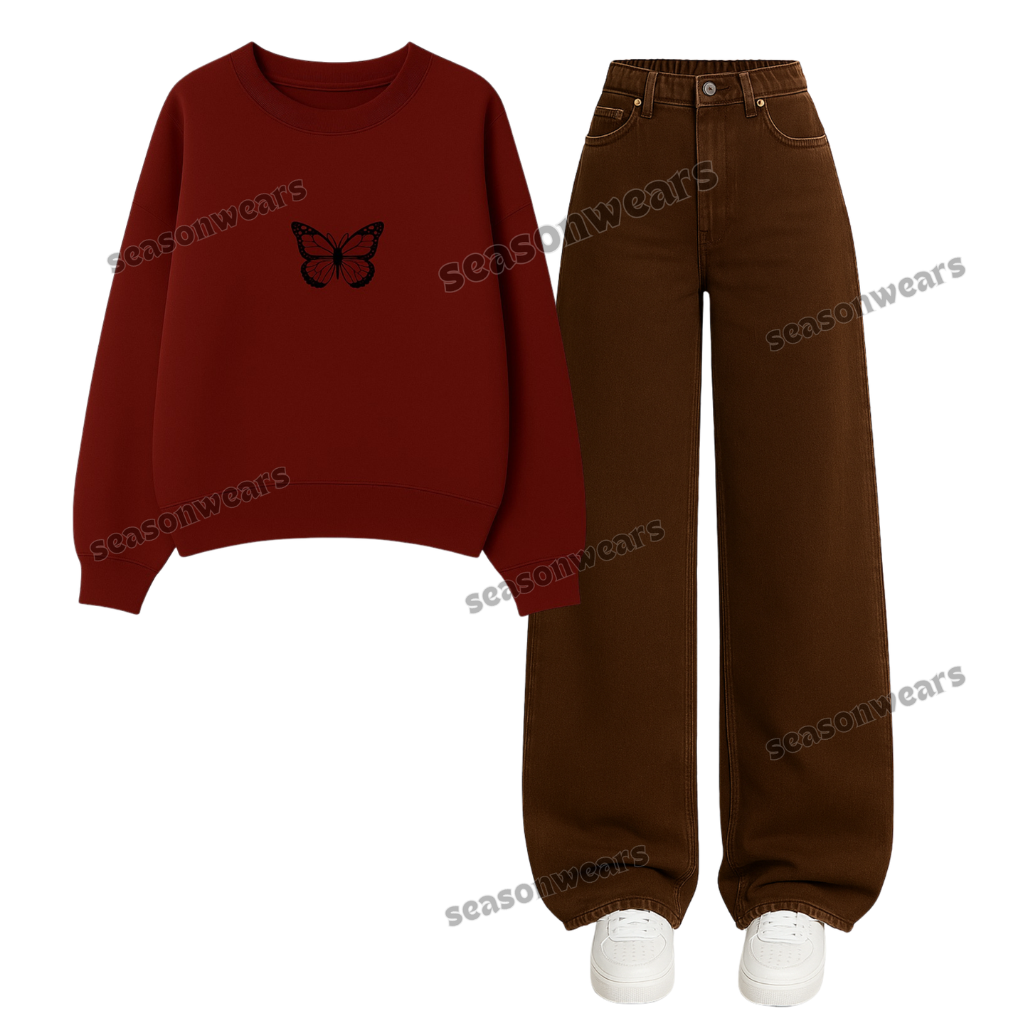 Baggy Jeans With Butterfly Sweatshirt
