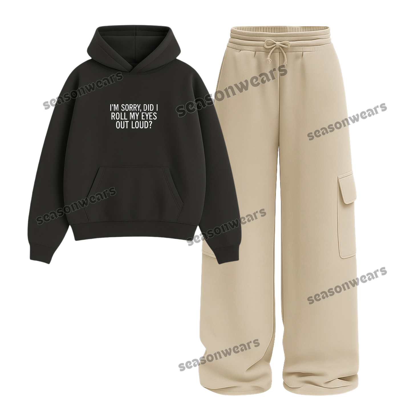 Straight Leg Cargo With Rolling My Eyes Hoodie