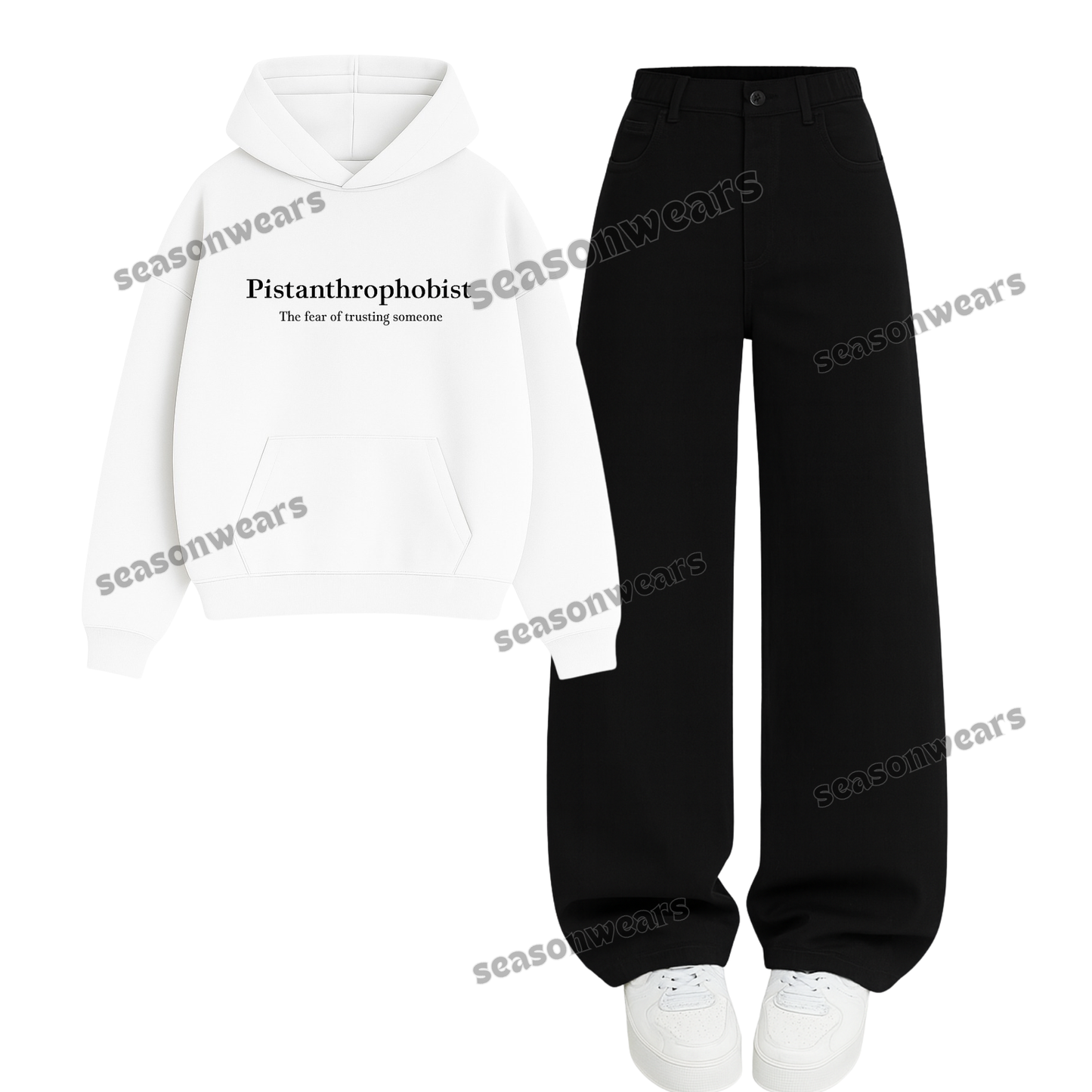 Baggy Jeans With Pisthanthrophobist Hoodie