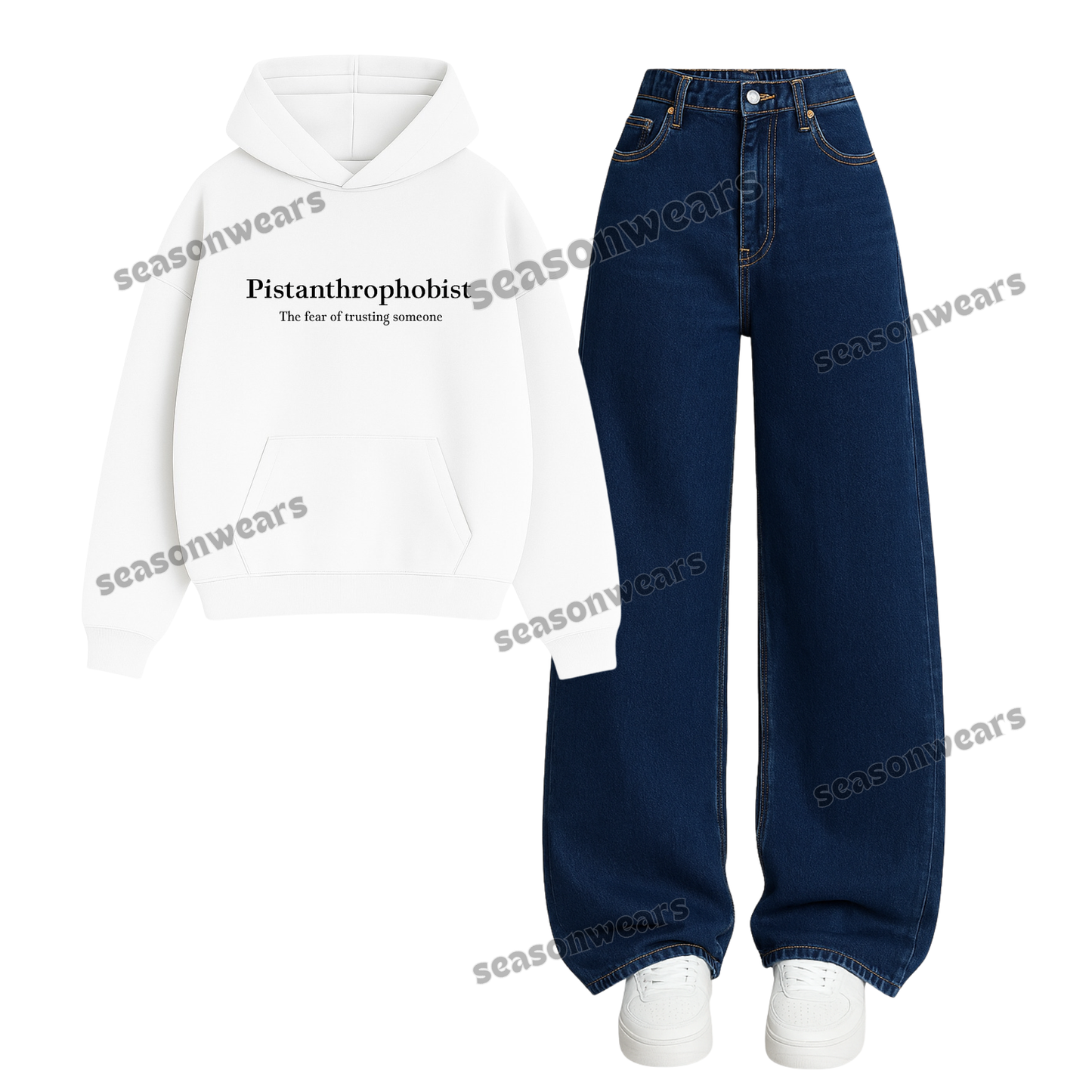 Baggy Jeans With Pisthanthrophobist Hoodie