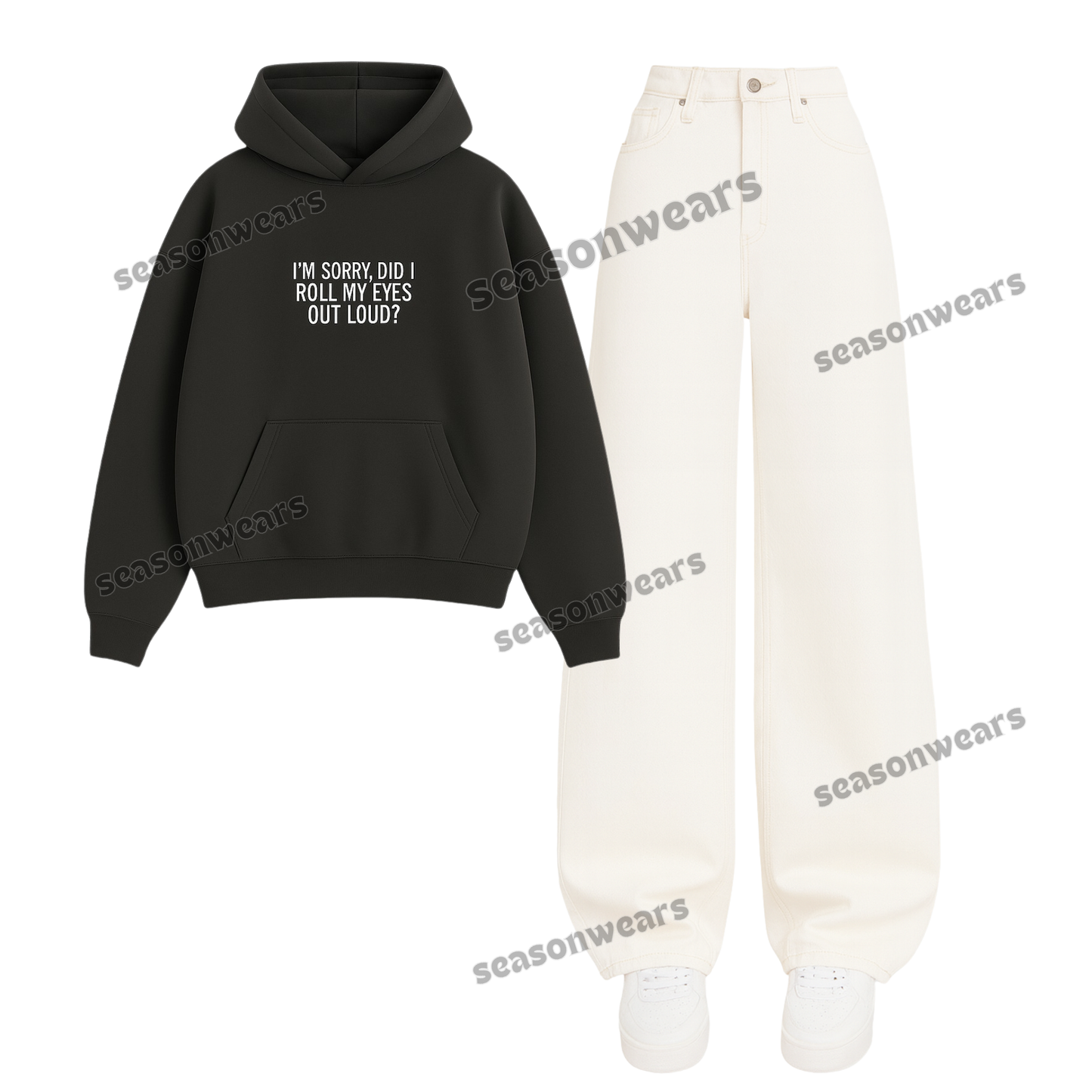 Baggy Jeans With Rolling My Eyes Hoodie