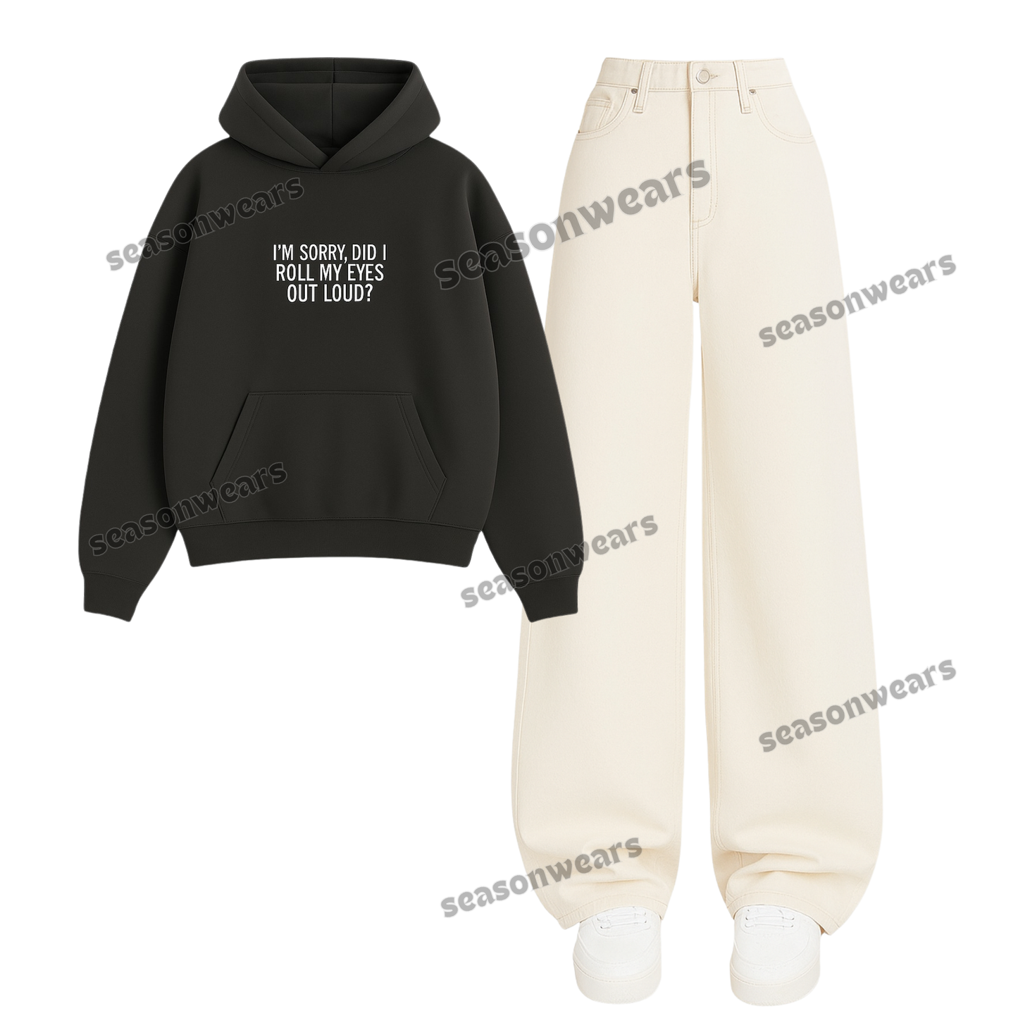 Baggy Jeans With Rolling My Eyes Hoodie